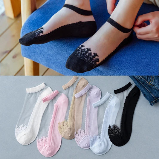 6 Pairs Flower Lace Ankle Sock